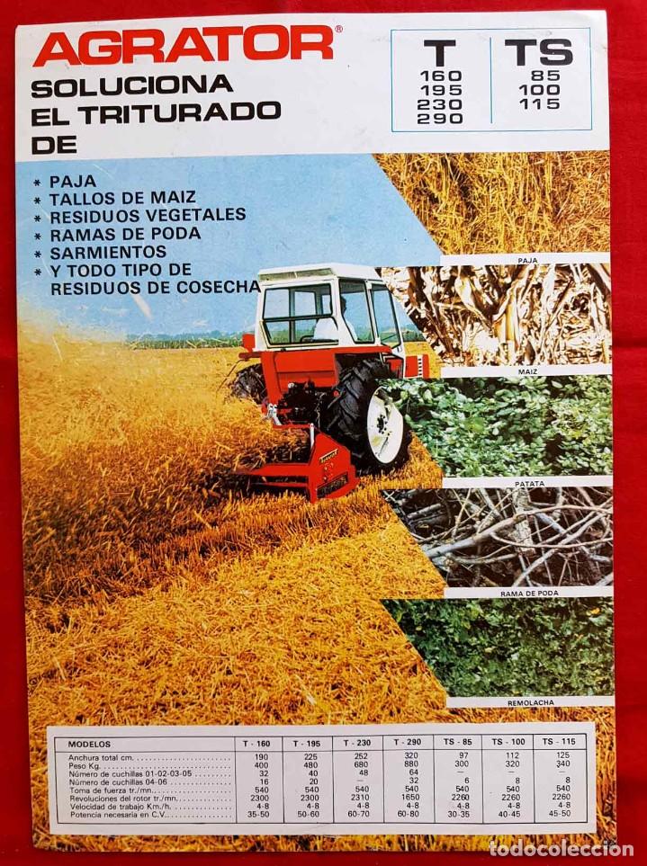 Cat&aacute;logos publicitarios: Folleto AGRATOR, trituradora, a&ntilde;os 1970/80, Vitoria