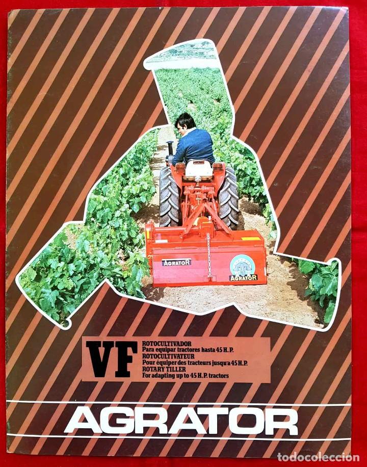 Cat&aacute;logos publicit&aacute;rios: Folleto AGRATOR, rotocultivador, 2 hojas, a&ntilde;os 1970/80, Vitoria
