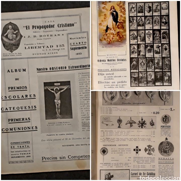 Cat&aacute;logos publicitarios: Medallas, estampas, devocionarios, rosarios, libros, etc A&ntilde;o 1933. El Propagador Cristiano Buenos As