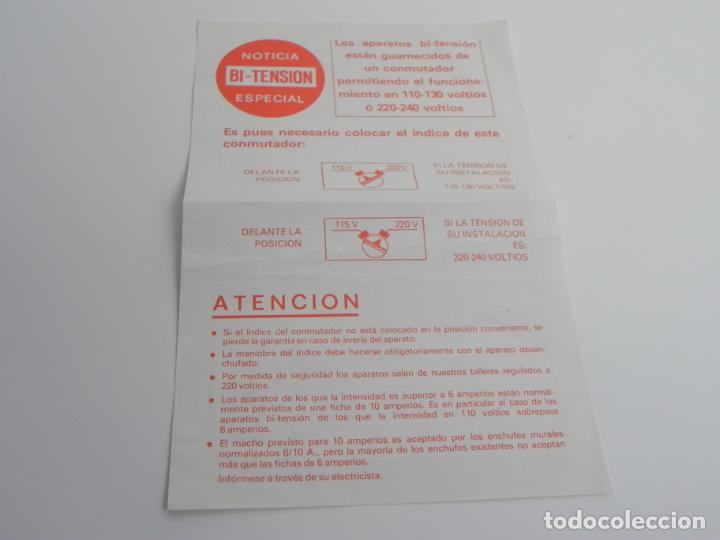 Cat&aacute;logos publicitarios: HOJA INSTRUCTIVA DE BI-TENSION (1977)