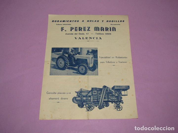 Cat&aacute;logos publicit&aacute;rios: Antiguo Folleto Cat&aacute;logo de Rodamientos para Tractores de F. P&Eacute;REZ MAR&Iacute;N de Valencia A&ntilde;o 1950-60s.