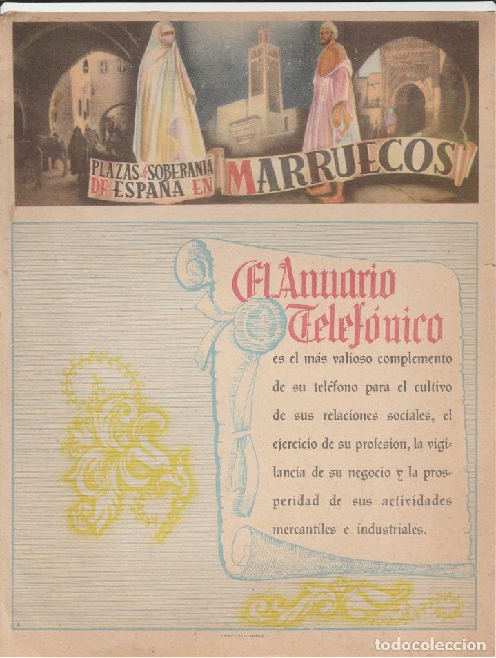 Werbekataloge: PORTADA LISTIN TELEFONICO PROV. MARRUECOS - PUBLI. ANUARIO TELEFONICO -MAPA AL DORSO VER FOTO A&Ntilde;O 50