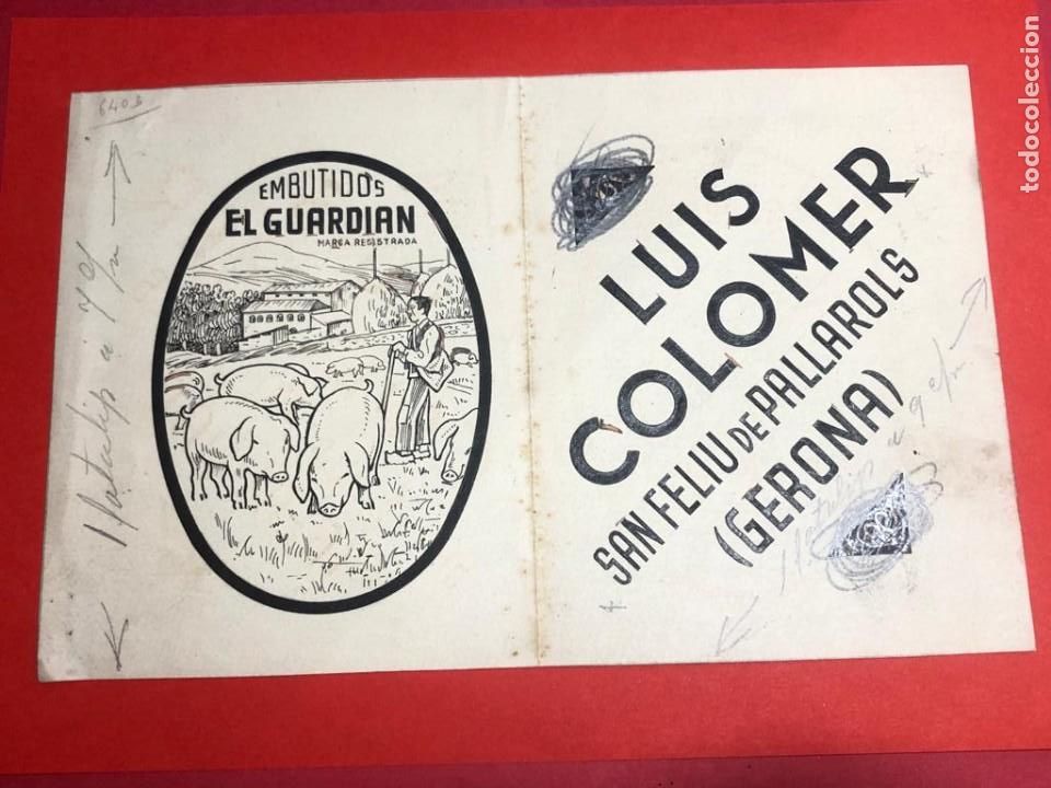 Cat&aacute;logos publicitarios: Dibujo original publicidad. Embutidos El Guardian, Luis Colomer (Sant Feliu de Pallerols, Girona)