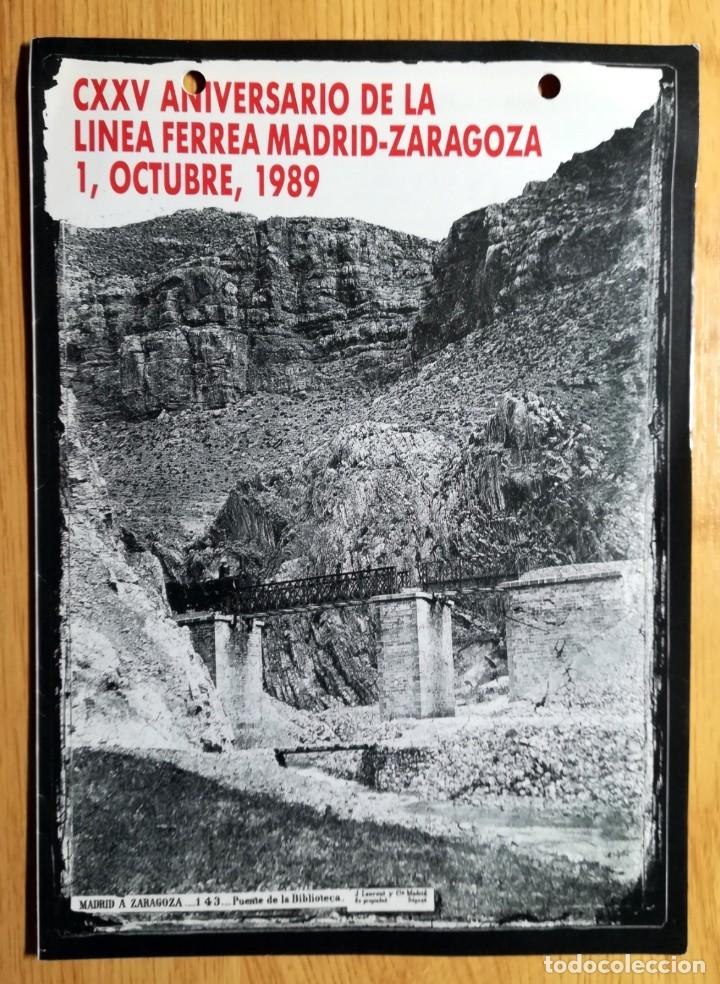 Cat&aacute;logos publicitarios: FOLLETO TRIPTICO CXXV ANIVERSARIO LINEA FERREA MADRID 1989 FERROCARRIL MUSEO FERROVIARIO