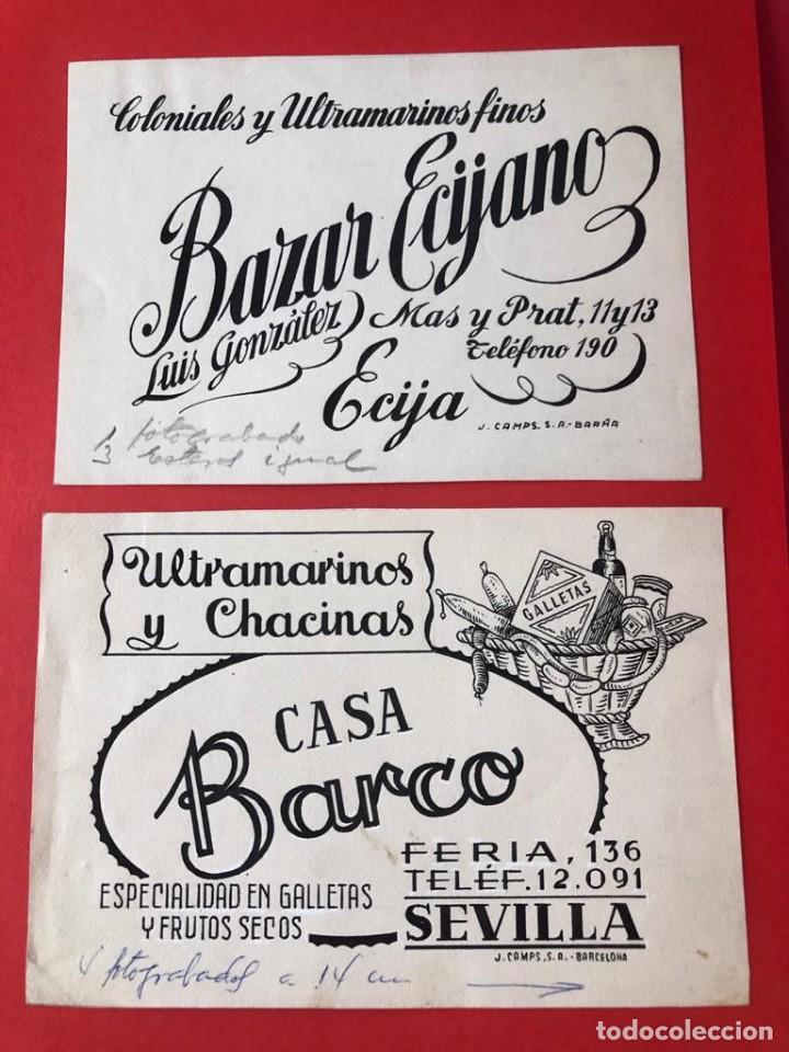 Catalogues publicitaires: Dibujos originales para publicidad. Bazar Ecijano (Ecija) + Ultramarinos Casa Barco (Sevilla)
