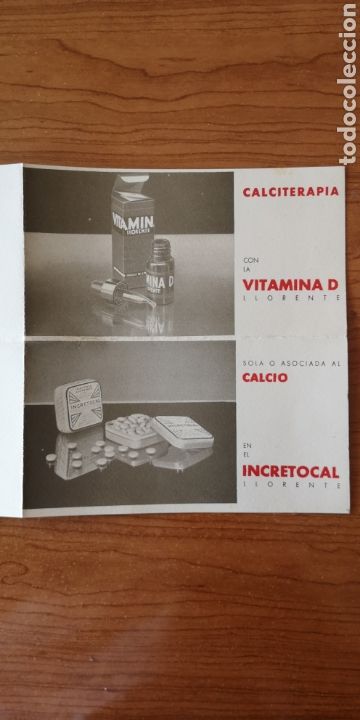 Cataloghi pubblicitari: PUBLICIDAD MEDICINA FARMACIA. PRODUCTOS FARMAC&Eacute;UTICOS CALCITERAPIA. INCRETOCAL LLORENTE 1936