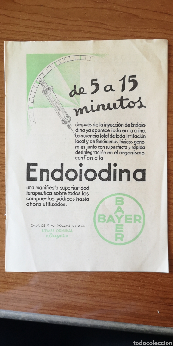 Cataloghi pubblicitari: HOJA PUBLICIDAD MEDICINA FARMACIA. ENDOIODINA. 24 X 16.5 CM 1936