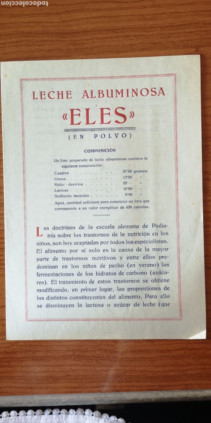 Cataloghi pubblicitari: PUBLICIDAD. FARMACIA. MEDICINA. LECHE ALBUMINOSA ELES. 1934