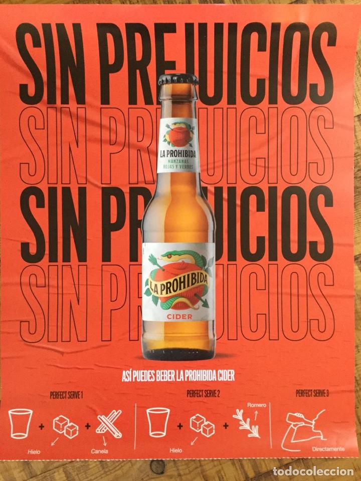 Cat&aacute;logos publicitarios: LA PROHIBIDA - C&Aacute;RTEL P&Oacute;STER DE PAPEL - SIDRA MAHO - SAN MIGUEL