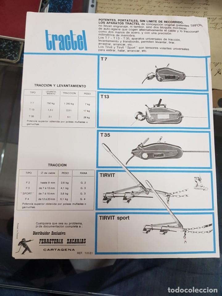 Cat&aacute;logos publicitarios: HOJA CATALOHO MAQUINARIA APARATOS TRACTEL FERRETERIA ZACARIAS CARTAGENA MURCIA