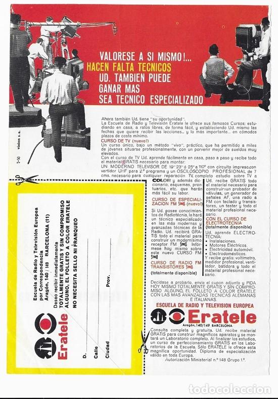 Cataloghi pubblicitari: HOJA PUBLICITARIA DOBLE - ERATELE, ESCUELA DE RADIO Y TELE - A&Ntilde;O 1964 - MEDIDAS APROX 13 x 18 CMS.