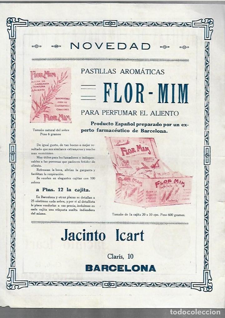 Cat&aacute;logos publicit&aacute;rios: FOLLETO PUBLICITARIO. PASTILLAS FLOR-MIM Y TORIBIOS. JACINTO ICART, BARCELONA. VER FOTOS