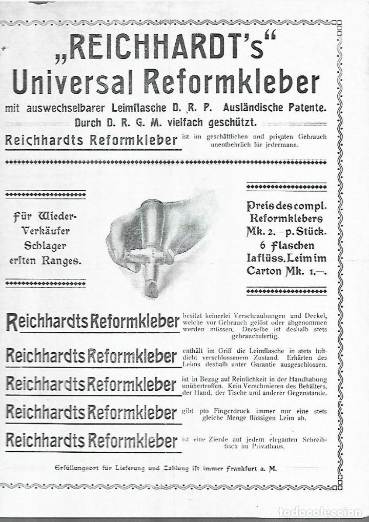 Cat&aacute;logos publicit&aacute;rios: FOLLETO PUBLICITARIO. REICHHARDT'S. UNIVERSAL REFORMKLEBER. PEGAMENTO. EN ALEMAN. VER