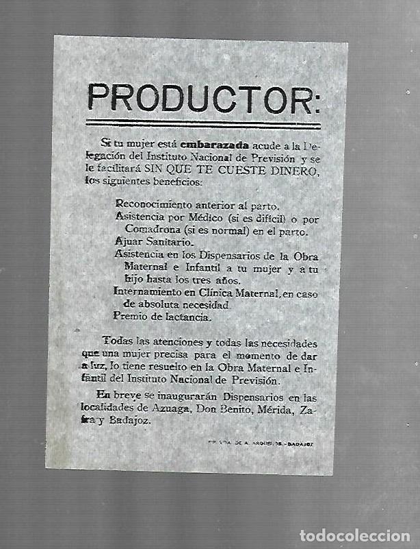 Cat&aacute;logos publicit&aacute;rios: BADAJOZ. FOLLETO PUBLICITARIO DE BENEFICIOS PARA EMBARAZADAS. 11 X 16CM