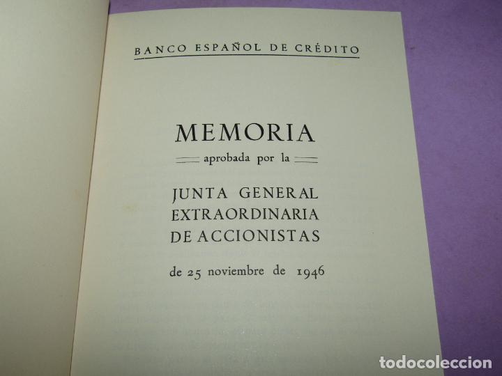 Cat&aacute;logos publicit&aacute;rios: Antiguo Memoria Junta General Extraordinaria Accionistas del BANCO ESPA&Ntilde;OL DE CR&Eacute;DITO del A&ntilde;o 1946