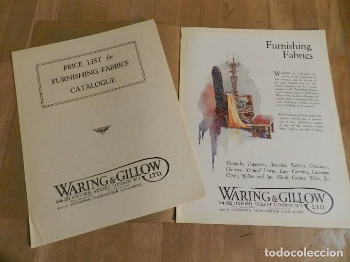 Werbekataloge: ANTIGUO CAT&Aacute;LOGO DISE&Ntilde;O MUEBLE WARING & GILLOW LTD CIRCA 1900 ORIGINAL COMPLEMENTO TELAS PARA MUEBLE