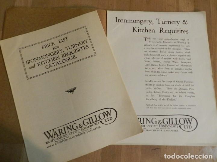 Werbekataloge: ANTIGUO CAT&Aacute;LOGO DISE&Ntilde;O MUEBLES WARING & GILLOW LTD CIRCA 1900 ORIGINAL COMPLEMENTOS Chimenea COCINA