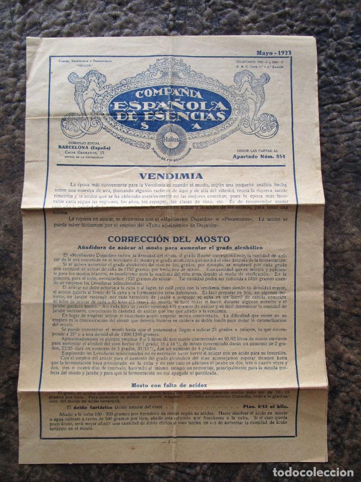 Advertising Catalogs: catalogo precios compa&ntilde;ia espa&ntilde;ola de esencias mayo 1923 seccion vendimia
