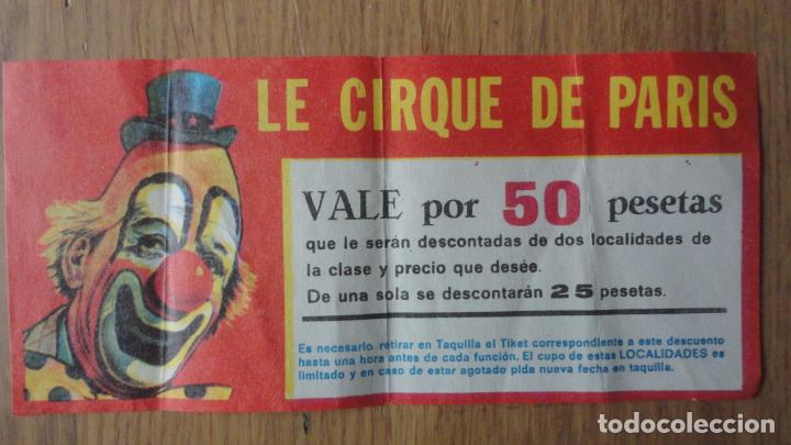 Cat&aacute;logos publicitarios: VALE 50 PTAS. LE CIRQUE DE PARIS 1973. OSOS MOTORISTAS. FAMILIA ARRIOLA. THE KOSMAR. CIRCO
