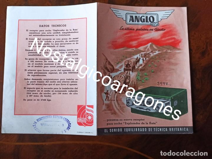 Cat&aacute;logos publicit&aacute;rios: Folleto radio coche ANGLO electr&oacute;nica hispanoamericana a&ntilde;os 60