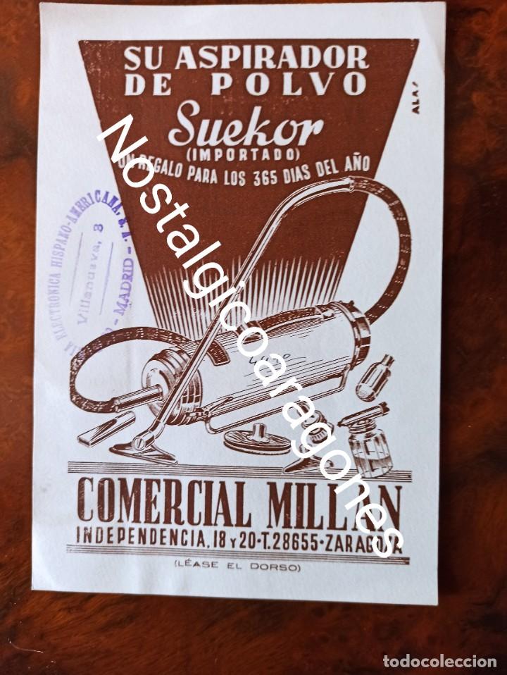 Werbekataloge: Folleto aspirador SUEKOR Comercial Millan.a&ntilde;os 60 Independencia 18 Zaragoza