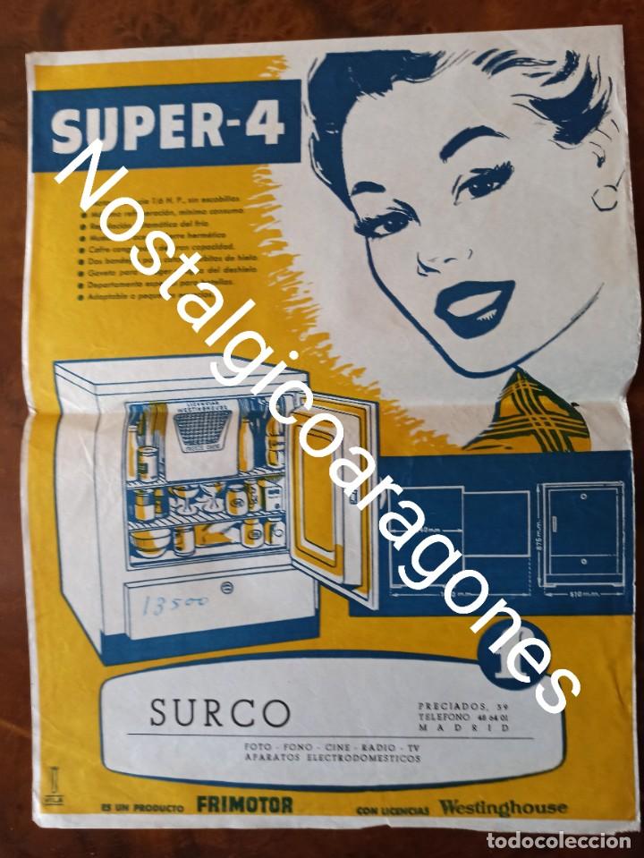Cat&aacute;logos publicit&aacute;rios: Folleto frigor&iacute;fico FRIMOTOR Westinghouse S&uacute;per 4 ,SURCO Preciados 39 Madrid a&ntilde;os 60