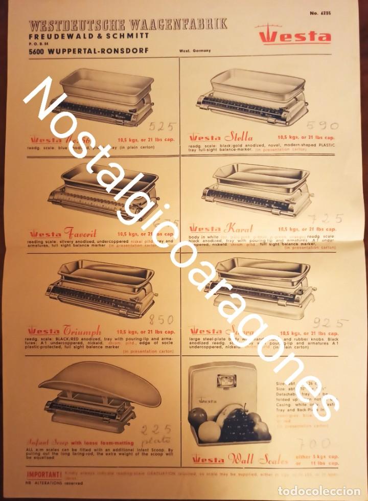 Cat&aacute;logos publicit&aacute;rios: Folleto b&aacute;scula peso VESTA a&ntilde;os 60