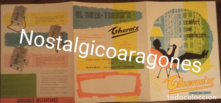 Cat&aacute;logos publicit&aacute;rios: Folleto Thermx calefactor MEPANSA Pamplona a&ntilde;os 60