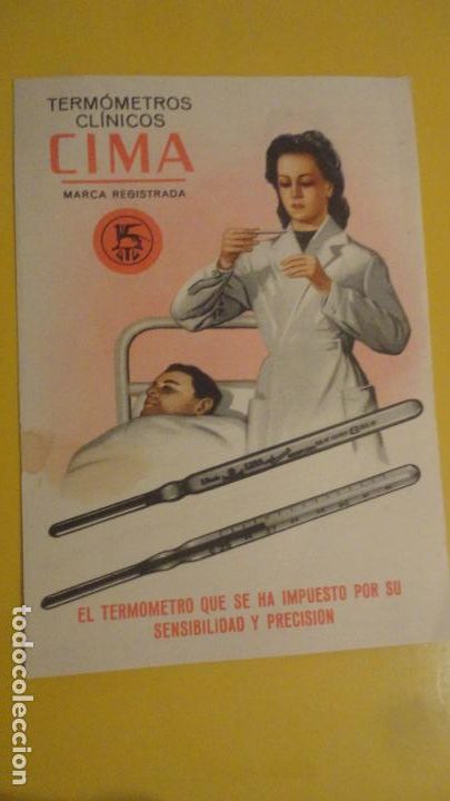Cat&aacute;logos publicitarios: ANTIGUO DIPTICO.TERMOMETROS MARCA CIMA.COMERCIAL GARRIDO S.A BARCELONA.