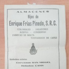 Catálogos publicitarios: CATALOGO DE PRECIOS ALMACENES HIJOS DE ENRIQUE FRÍAS PINEDO. ALBACETE. AÑOS 70