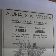 Catálogos publicitários: ANTIGUA PUBLICIDAD.MAQUINARIA AGRICOLA. AJURIA S.A VITORIA Y ARAYA S.A ALAVA. AÑOS 40. Lote 254546710