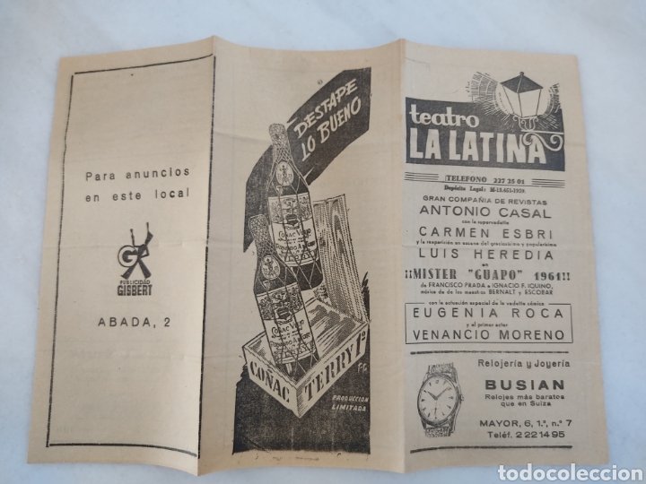 Werbekataloge: Teatro La LATINA triptico connumerosa publicidad