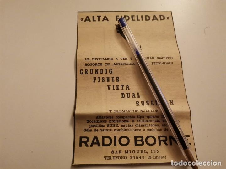 Cat&aacute;logos publicitarios: RADIO BORNE CALLE SAN MIGUEL PALMA DE MALLORCA RECORTE PERI&Oacute;DICO 1965