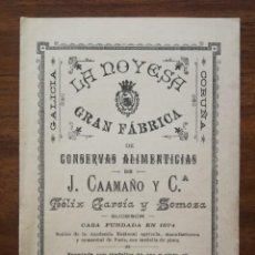 Catálogos publicitarios: LA NOYESA CATÁLOGO CONSERVAS ALIMENTICIAS J. CAAMAÑO Y CÍA. NOYA ( CORUÑA ) 44X15,7CM DESPLEGADO