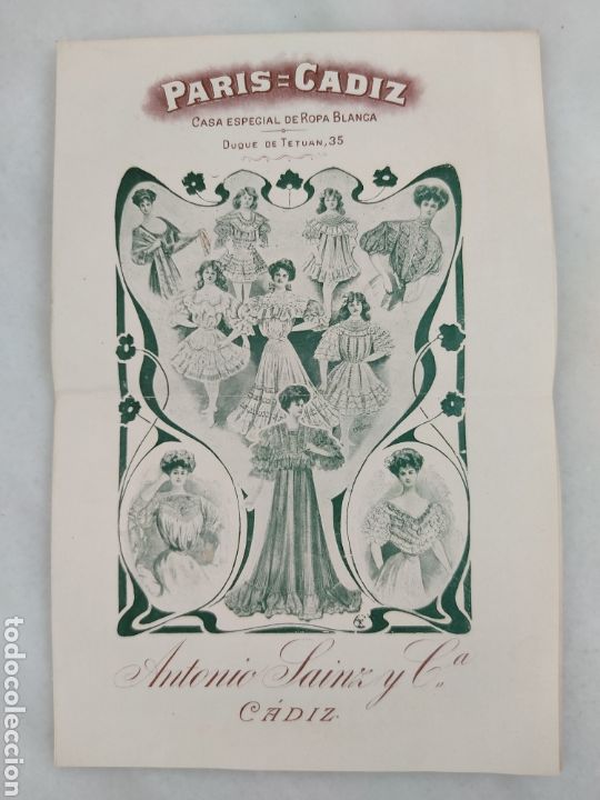 Cataloghi pubblicitari: Cat&aacute;logo Paris C&aacute;diz Antonio Sanz y C&iacute;a C&aacute;diz 1909
