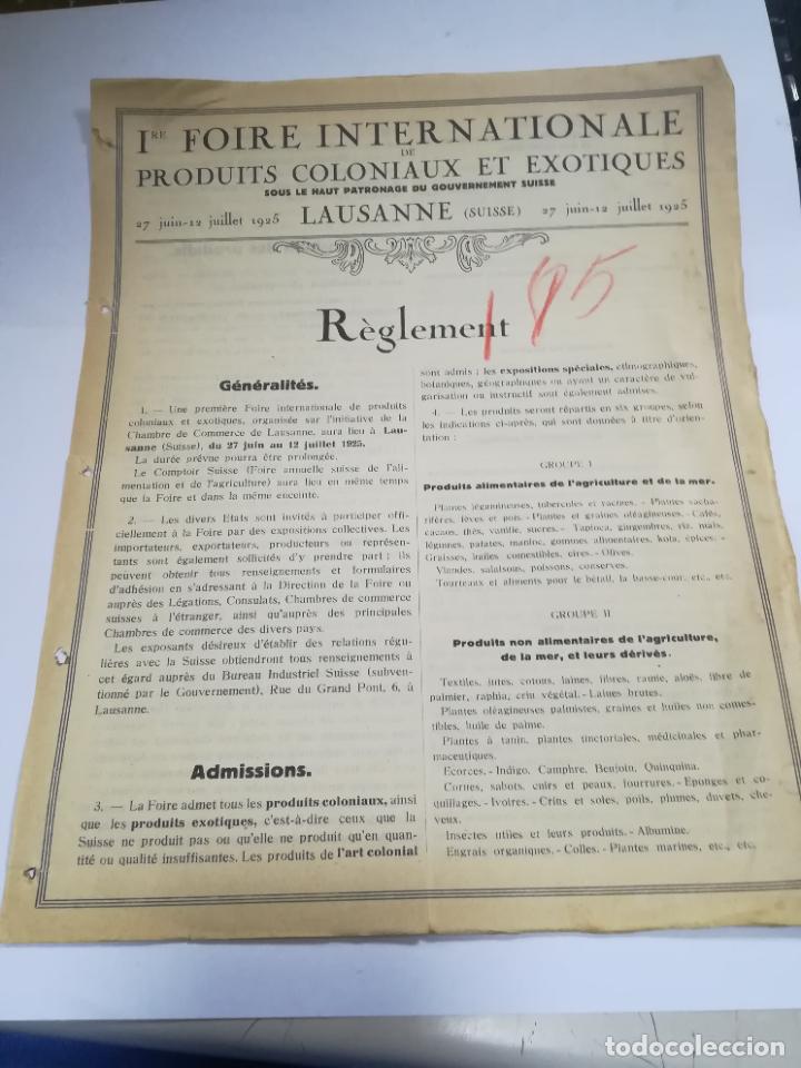 Cat&aacute;logos publicit&aacute;rios: FOLLETO PUBLICITARIO. 1&ordf; FERIA INTERNACIONAL PRODUCTOS COLONIALES Y EXOTICOS. 1925. LAUSANNE, SUIZA