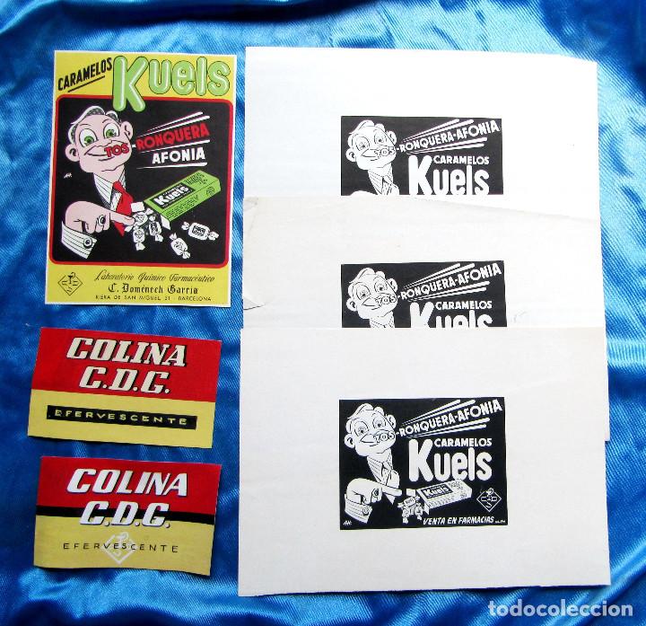 Cat&aacute;logos publicitarios: CARAMELOS KUELS. PUBLICIDAD: CONJUNTO LOTE DE ARTE FINAL, MAQUETAS Y PRUEBAS. 1950'S