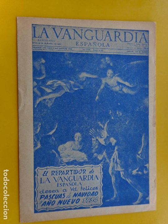 Cat&aacute;logos publicitarios: ANTIGUO FOLLETO.EL REPARTIDOR DE LA VANGUARDIA FELICITA NAVIDAD 1954