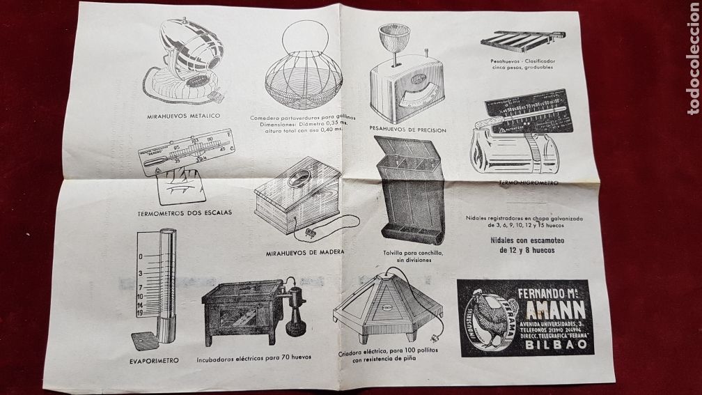 Catalogues publicitaires: Listado precios pesahuevos, criaderos Amann Bilbao 1967