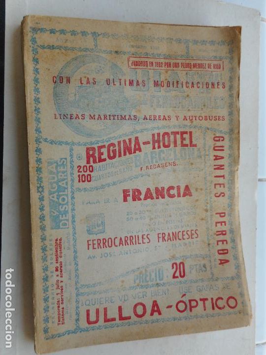 Cat&aacute;logos publicitarios: GUIA GENERAL FERROCARRILES.LINEAS MARITIMAS. AEREAS Y AUTOBUSES. N&ordm; 749 . 1958