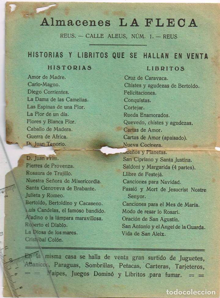 Cat&aacute;logos publicitarios: 30/40&acute;s. ca. Listado de Literatura de Cordel y Libritos Disponibles en Almacenes LA FLECA - REUS