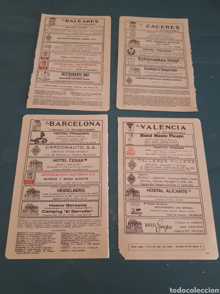 Cat&aacute;logos publicitarios: Laminas vintage publicitarias, lote de 4 talleres mec&aacute;nico, hoteles Renault