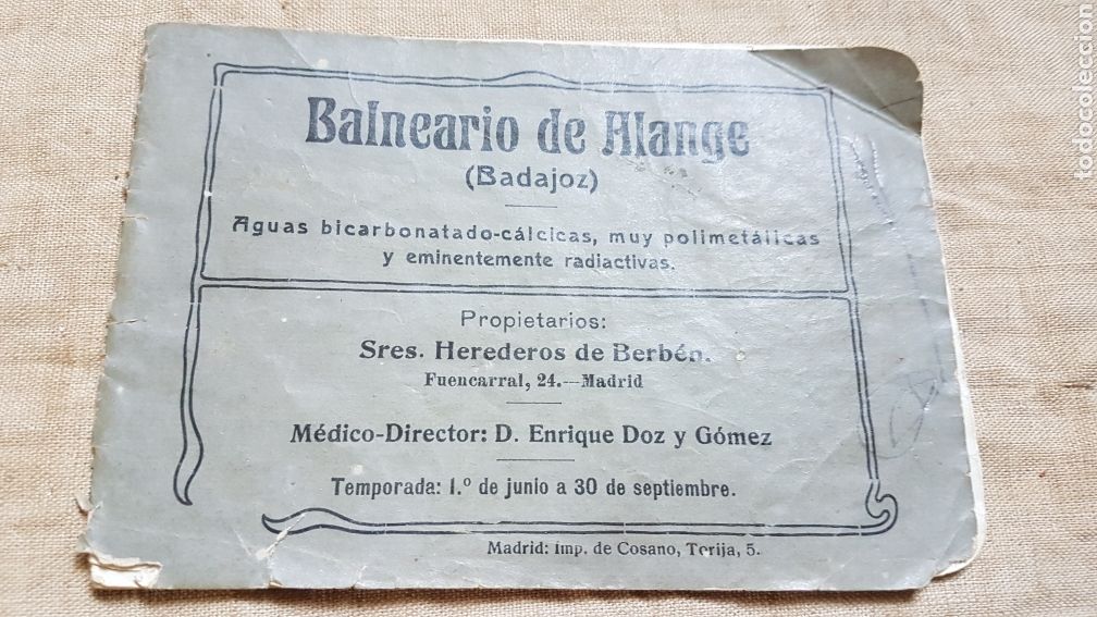 Catalogues publicitaires: Catalogo Balneario de Alange Badajoz sobre 1920