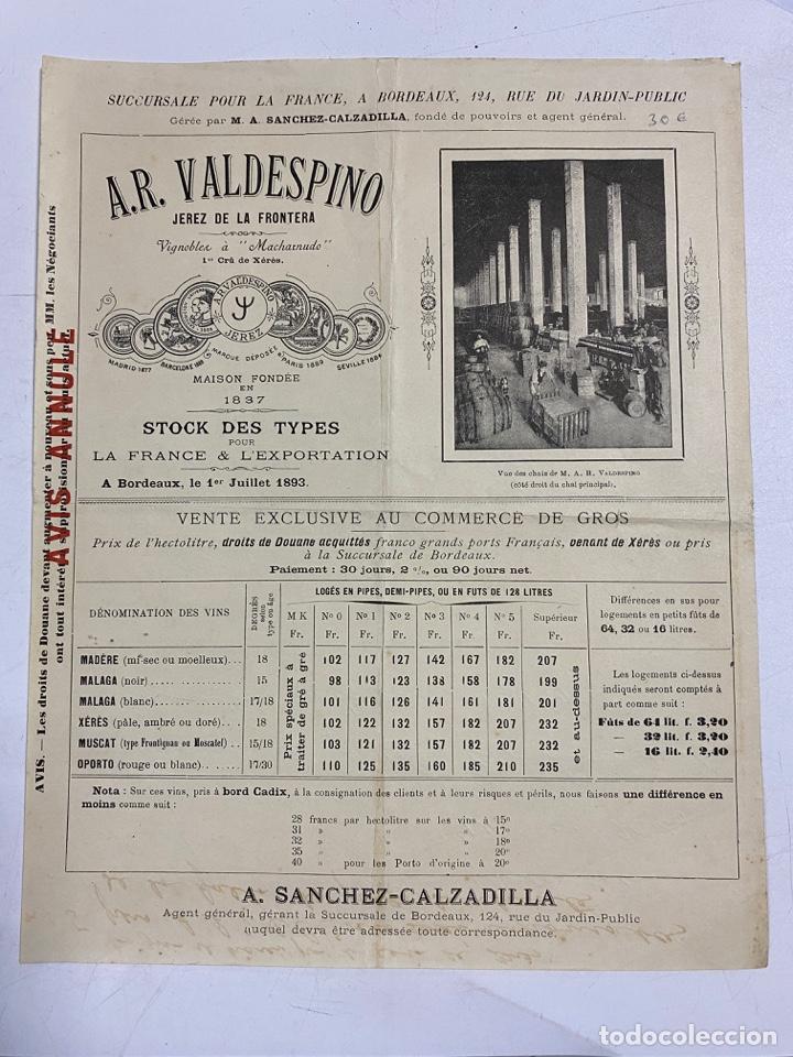 Cat&aacute;logos publicit&aacute;rios: LISTA DE PRECIOS DE BODEGAS A.R. VALDESPINO. JEREZ DE LA FRONTERA. VER FOTOS
