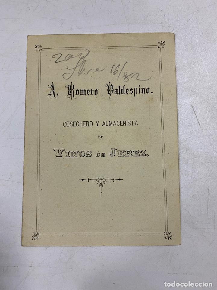 Cat&aacute;logos publicit&aacute;rios: LISTA DE PRECIOS BODEGAS A. ROMERO VALDESPINO. COSECHERO Y ALMACENISTA DE VINOS DE JEREZ. VER