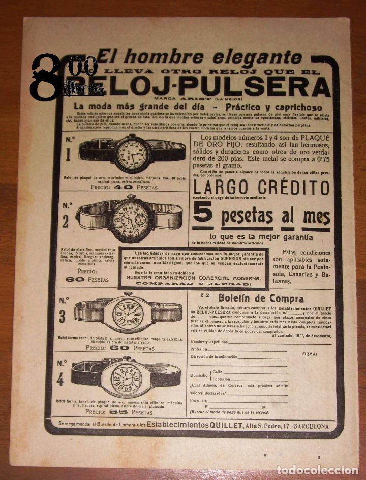 Cat&aacute;logos publicitarios: ANUNCIO - HOJA - PUBLICIDAD. RELOJ-PULSERA marca Arist... Establecimientos Quillet. - 1918