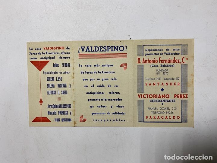 Cat&aacute;logos publicit&aacute;rios: PUBLICIDAD DE VALDESPINO Y CALENDARIO DE FIESTAS DE 1951. VER FOTOS