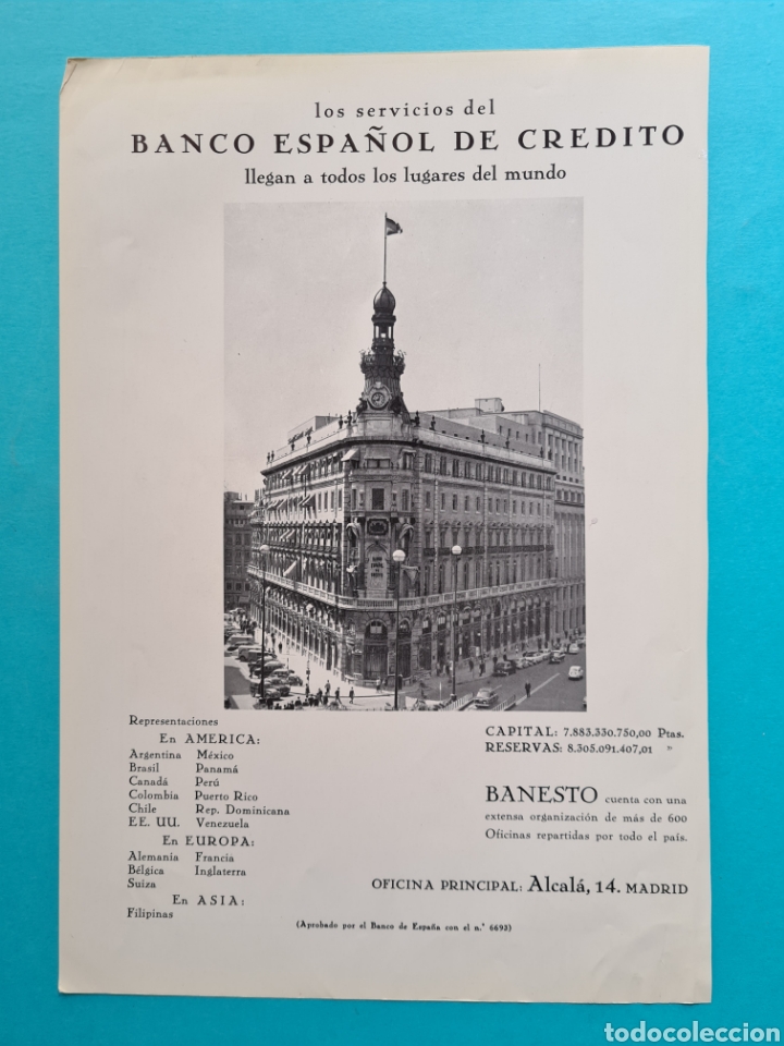 Cat&aacute;logos publicit&aacute;rios: BANCO ESPA&Ntilde;OL DE CREDITO + BANCO IBERICO - 1 HOJA CON 2 ANUNCIOS PUBLICITARIOS RECORTE 1971