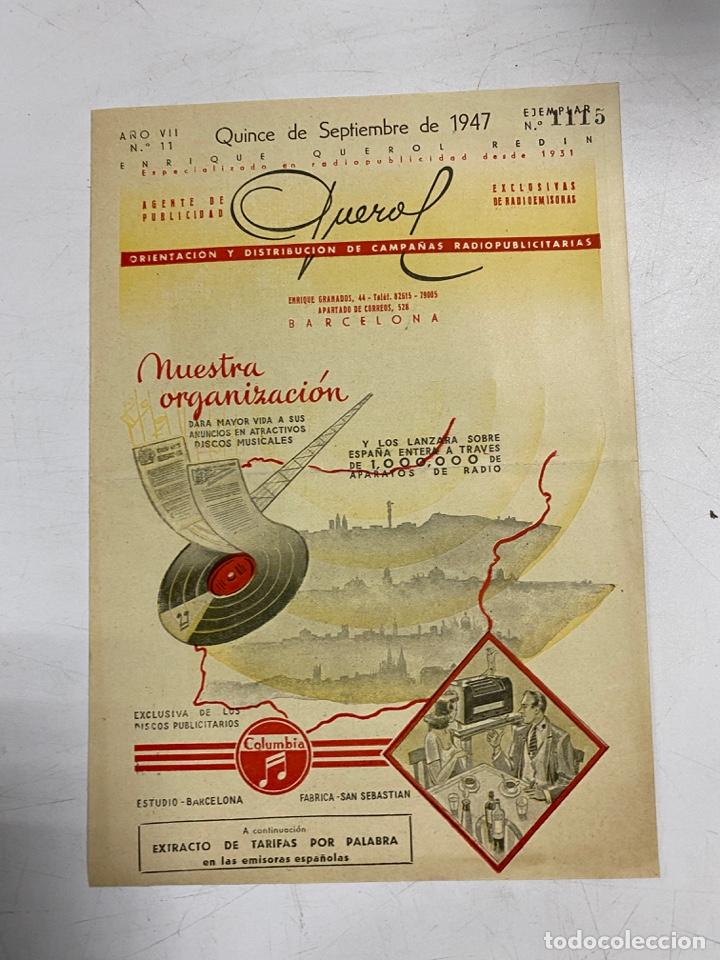 Cat&aacute;logos publicit&aacute;rios: TARIFA DE PUBLICIDAD POR PALABRA. ENRIQUE QUEROL REDIN. 1947. VER FOTOS