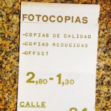 Catálogos publicitarios: HOJITA PROPAGANDA FOTOCOPIAS EN METRO JOSÉ ANTONIO, MADRID. Lote 279434453